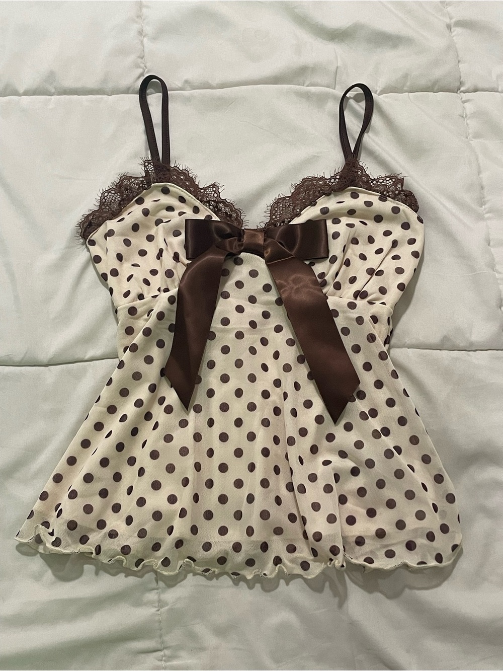 Polka Dot Lace Trim Tank Top